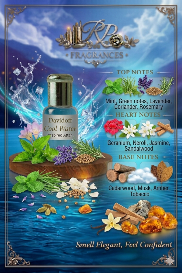 🌊 cool water inspired attar – long lasting fresh aquatic perfume oil for men