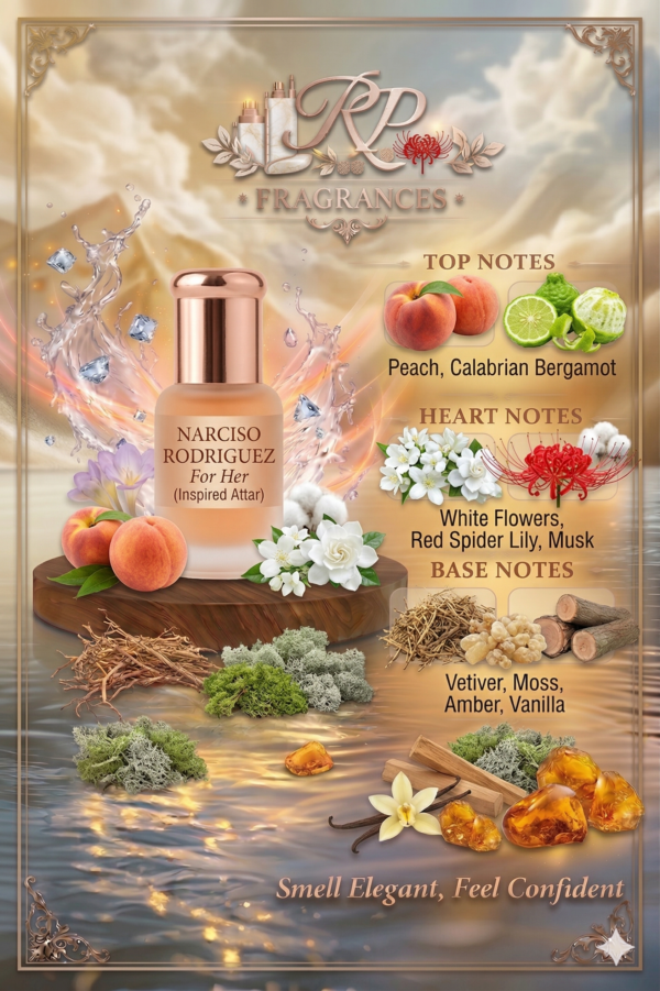 🌸 narciso rodriguez for her inspired attar – long lasting musky floral perfume oil for women